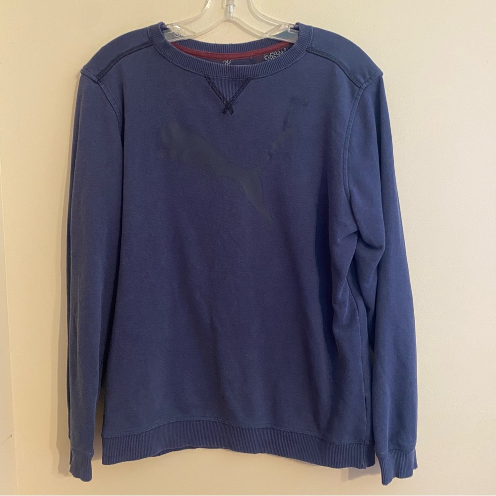 Puma Blue Crewneck Sweater with V-Stitch Detail
